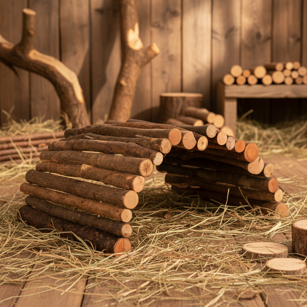 Holzbrücke mit Rinde - größer dargestellt