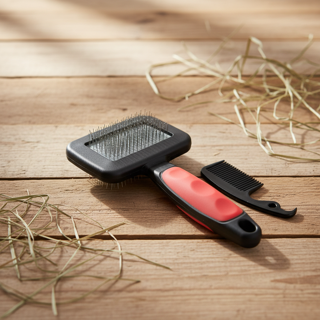 Kaninchenbürste auf Unterlage