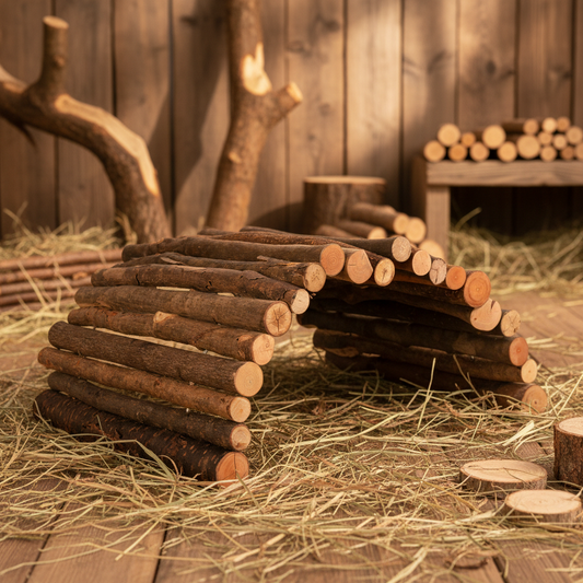 Holzbrücke mit Rinde - größer dargestellt