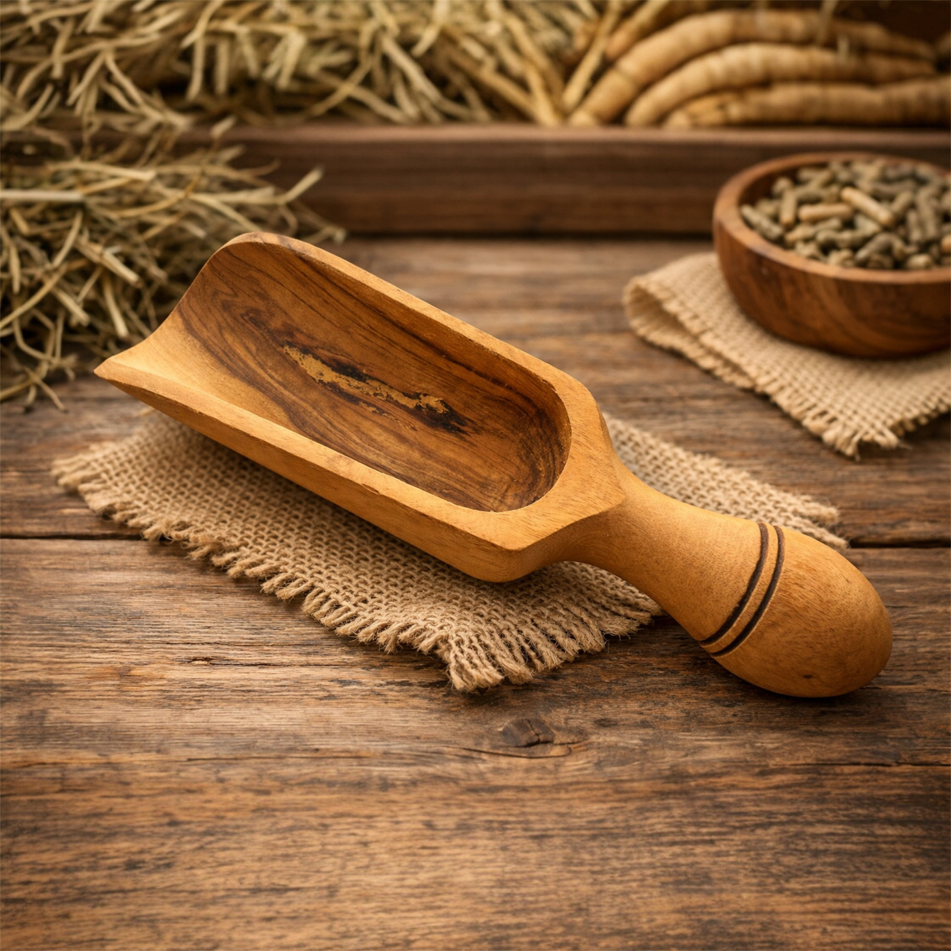 Dosierschaufel aus Olivenholz 18cm für präzise Futterdosierung bei Kaninchen
Handgefertigte Olivenholz-Dosierschaufel mit natürlicher Maserung
Premium Dosierlöffel aus Olivenholz zum Abmessen von Kaninchenfutter