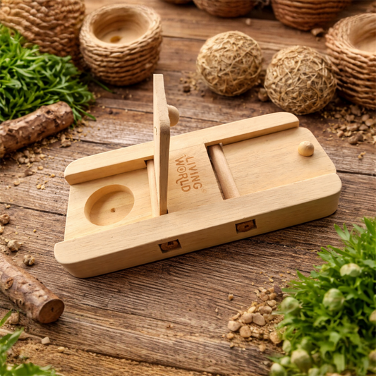 Natürliches Klipp-Klapp Holzspielzeug für Kaninchen. Unbehandeltes Holz fördert Zahngesundheit & natürliches Verhalten. Perfekt gegen Langeweile!