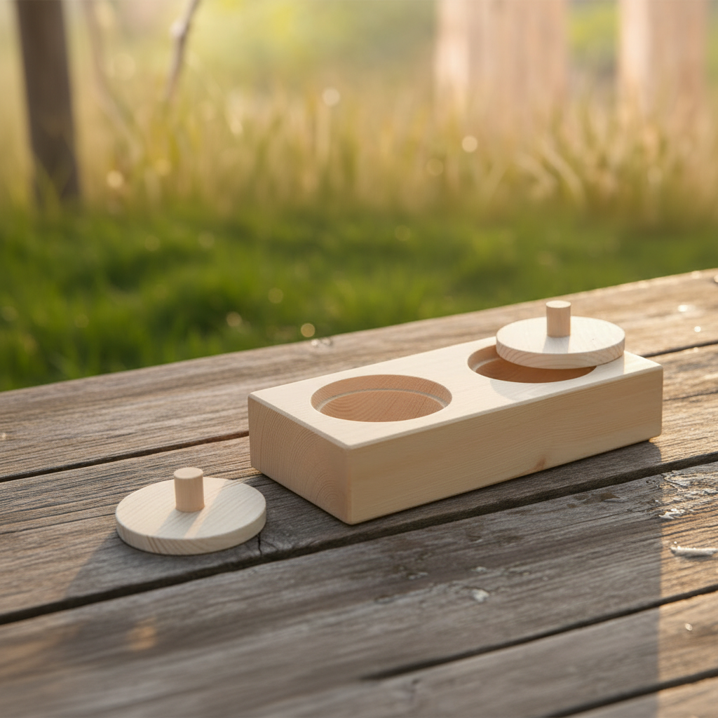 Knobelhobel mit Holzrolle-Hintergrund