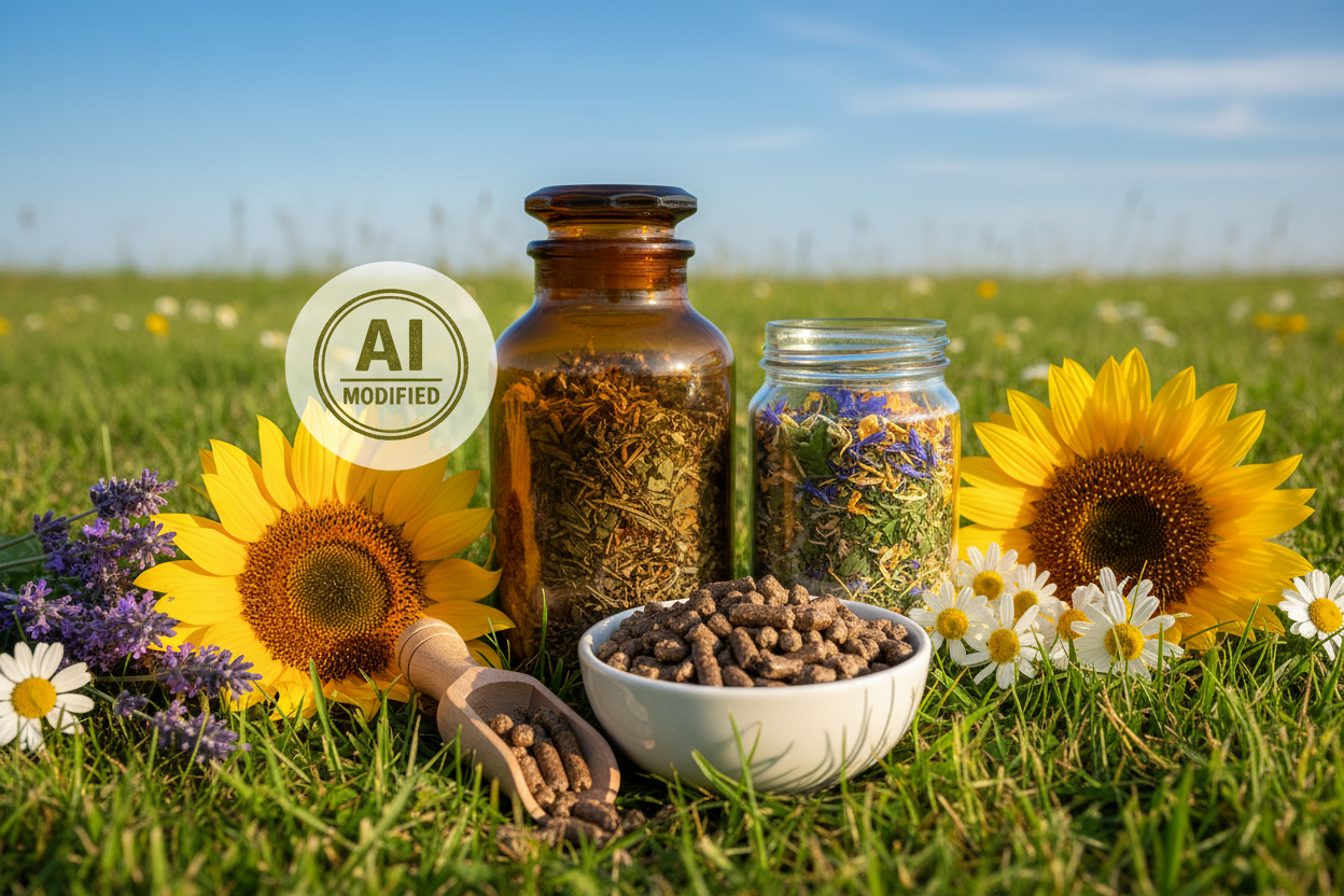 Sommerbild Kaninchenpflege mit Stempel