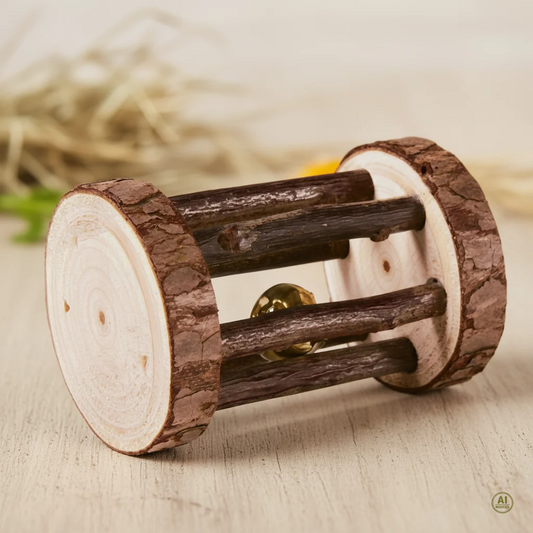Spielrolle Holz mit Schelle, 7 x 5cm